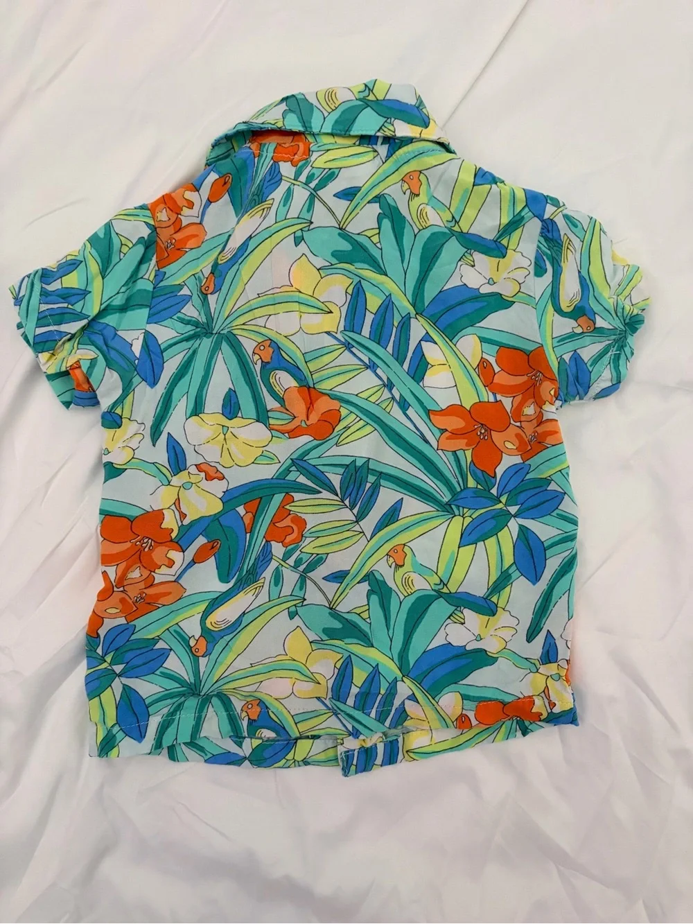 First Impressions Tropical Floral Short Pajama Set - Blue & Orange